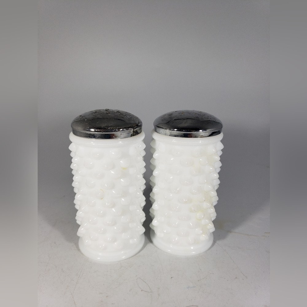 Fenton Milk Glass Hobnail Salt And Pepper Shakers